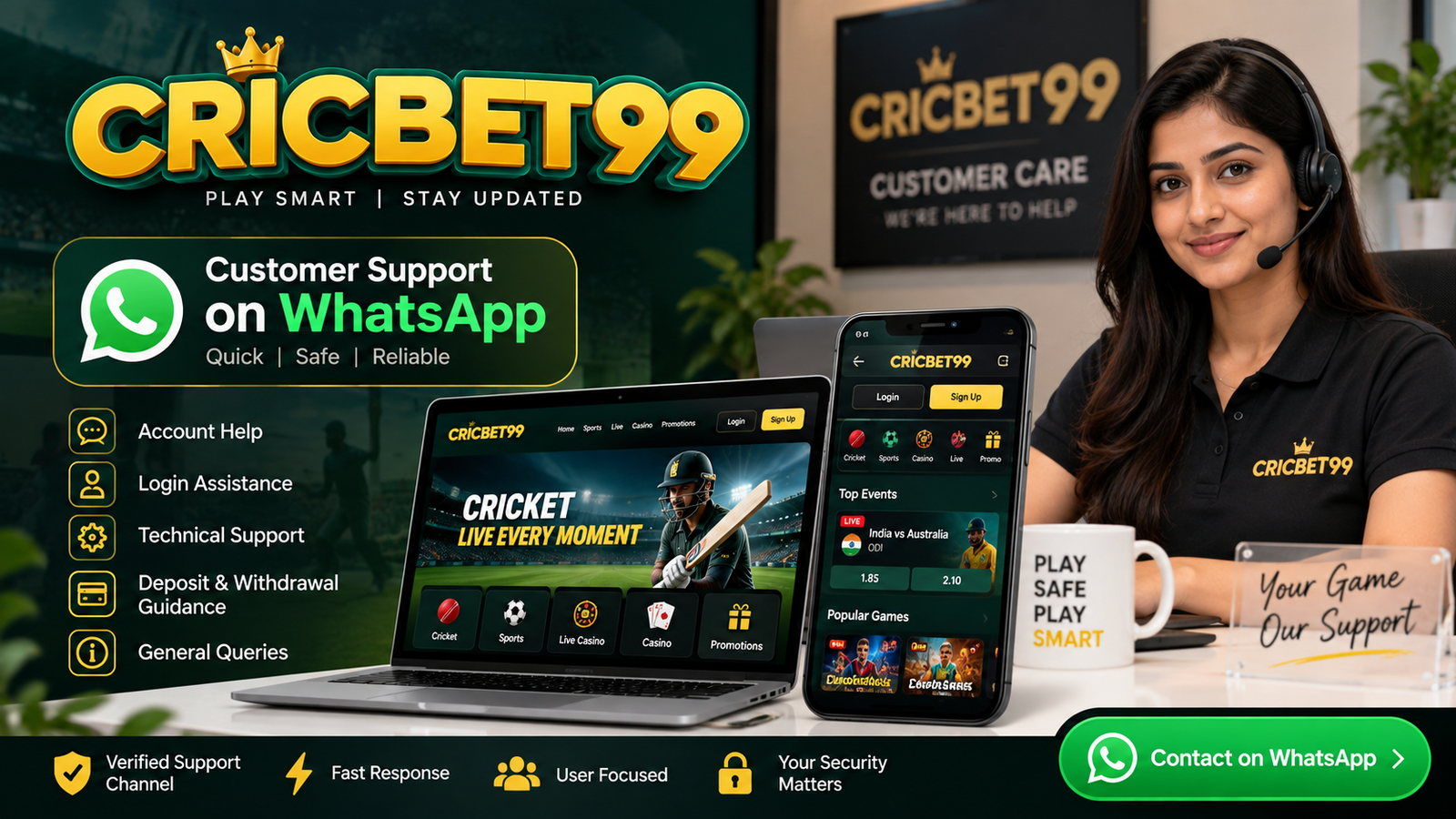 Cricbet99 WhatsApp Number & Customer Care Support